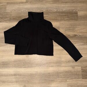 Aritzia Babaton‎ Calisto Satin Turtleneck Blouse Black Womens Medium